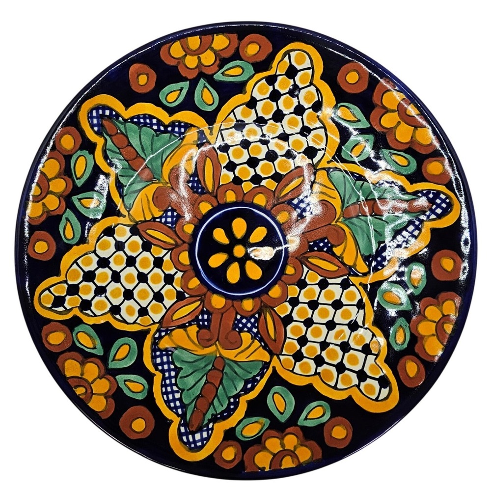 Vintage Mexican Talavera Style‎ Hand Painted Floral Plate JMB Mexico